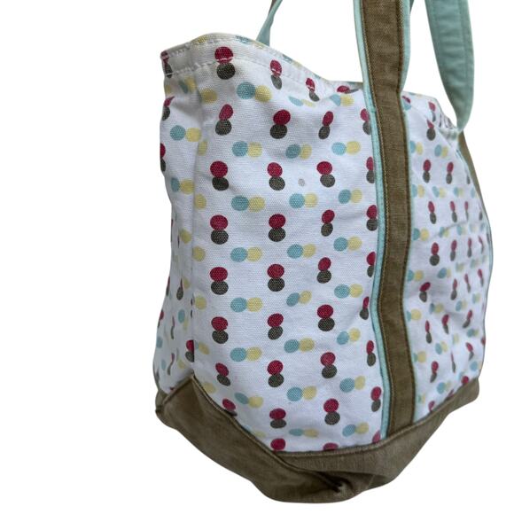 American Eagle Outfitters Polka Dot Canvas Tote Bag, Double Handle Shoulder Bag - Picture 7 of 8